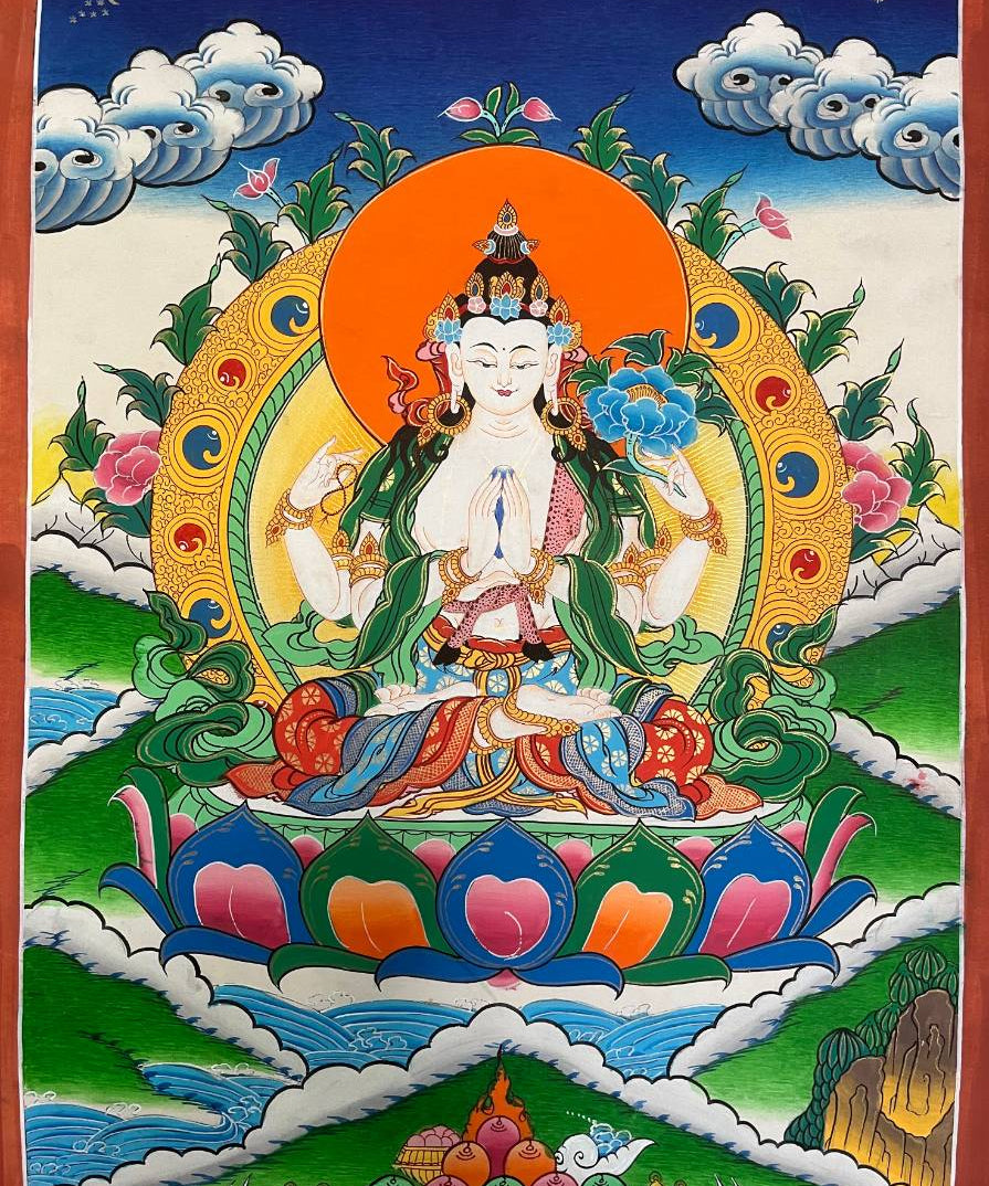 Chengresi Lokesvara Thangka Painting 