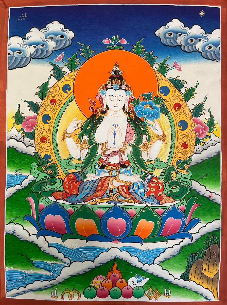 Chengresi Lokesvara Thangka Painting 