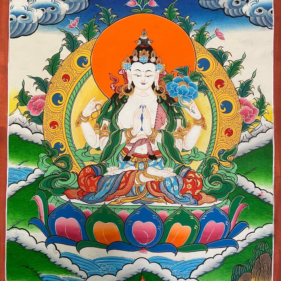 Chengresi Lokesvara Thangka Painting 