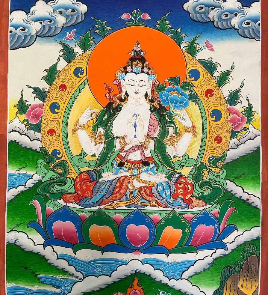 Chengresi Lokesvara Thangka Painting 