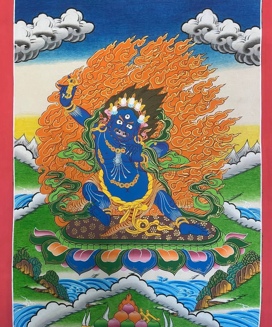 Vajrapani Thangka Painting - Wrathful deity.