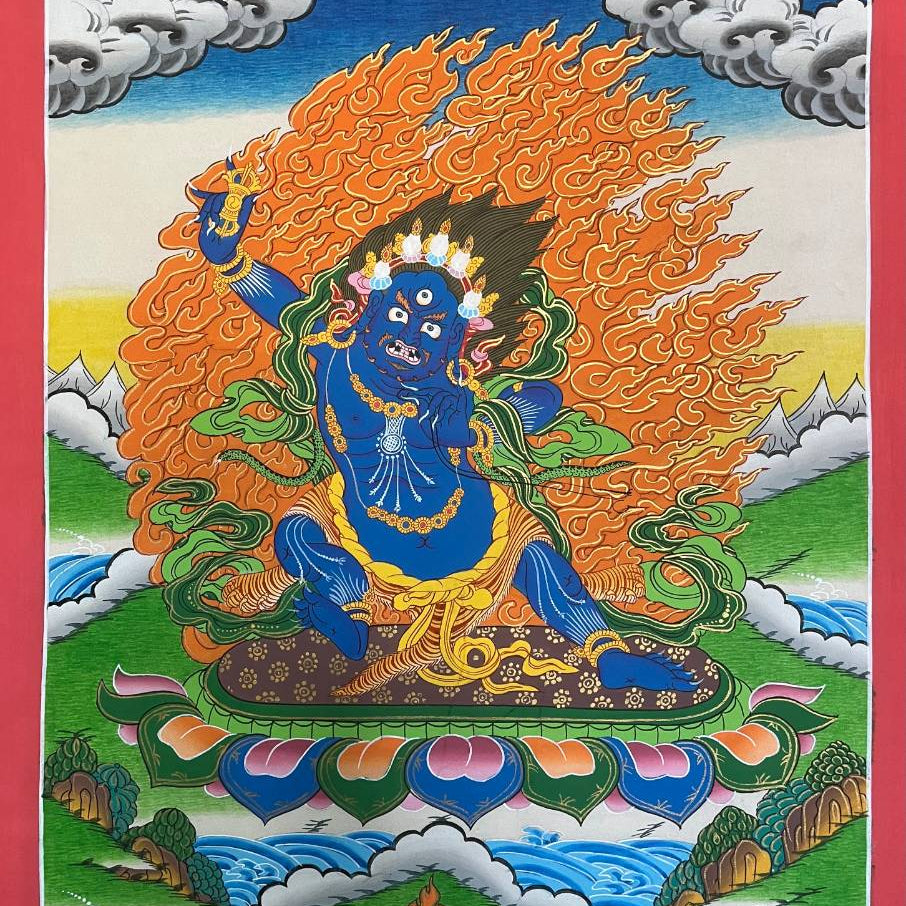 Vajrapani Thangka Painting - Wrathful deity.