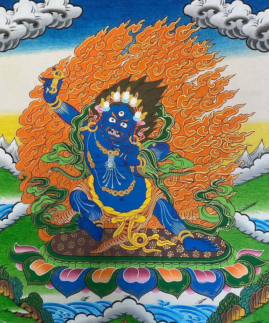 Vajrapani Thangka Painting - Wrathful deity.