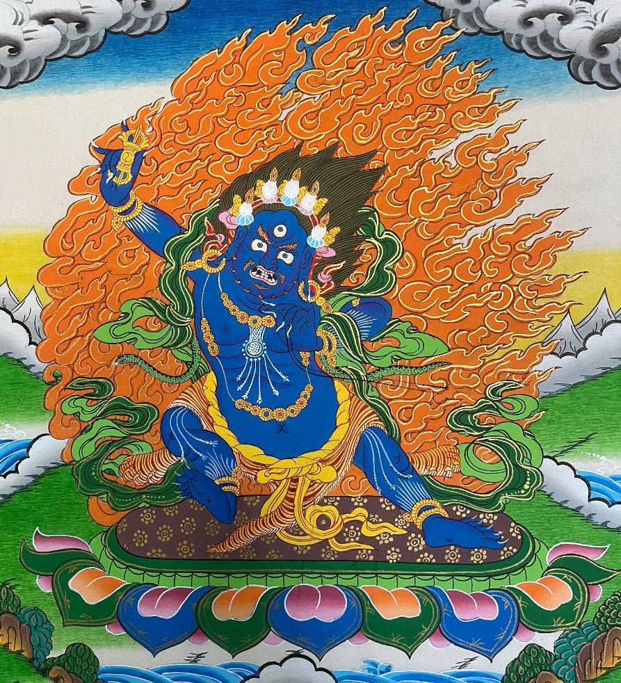 Vajrapani Thangka Painting - Wrathful deity.