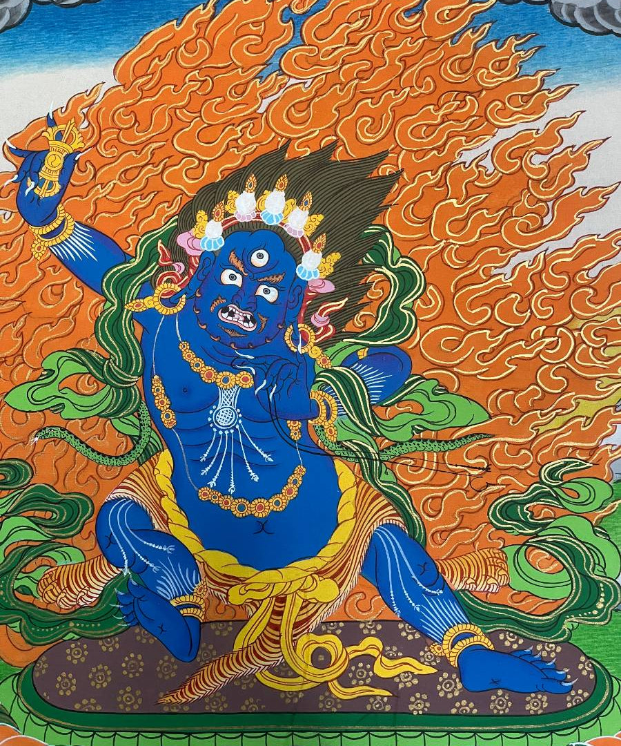 Vajrapani Thangka Painting - Wrathful deity.