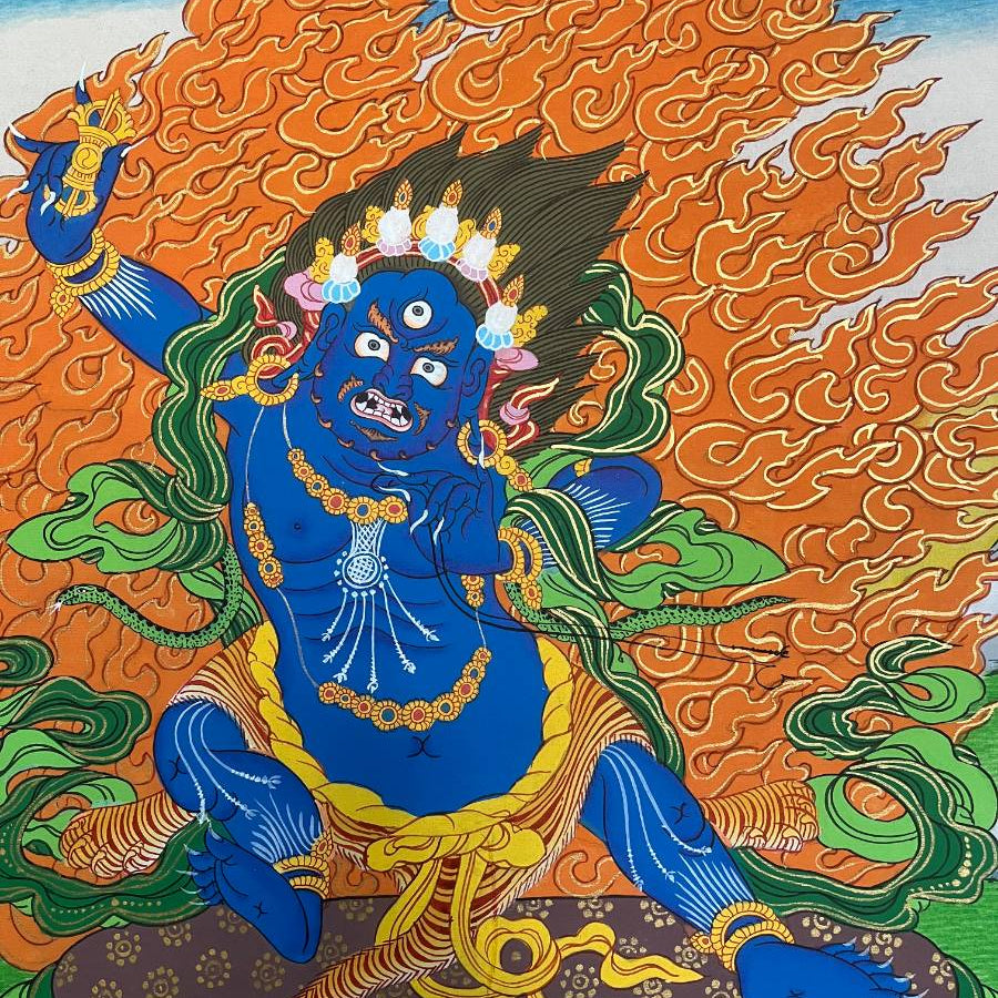 Vajrapani Thangka Painting - Wrathful deity.