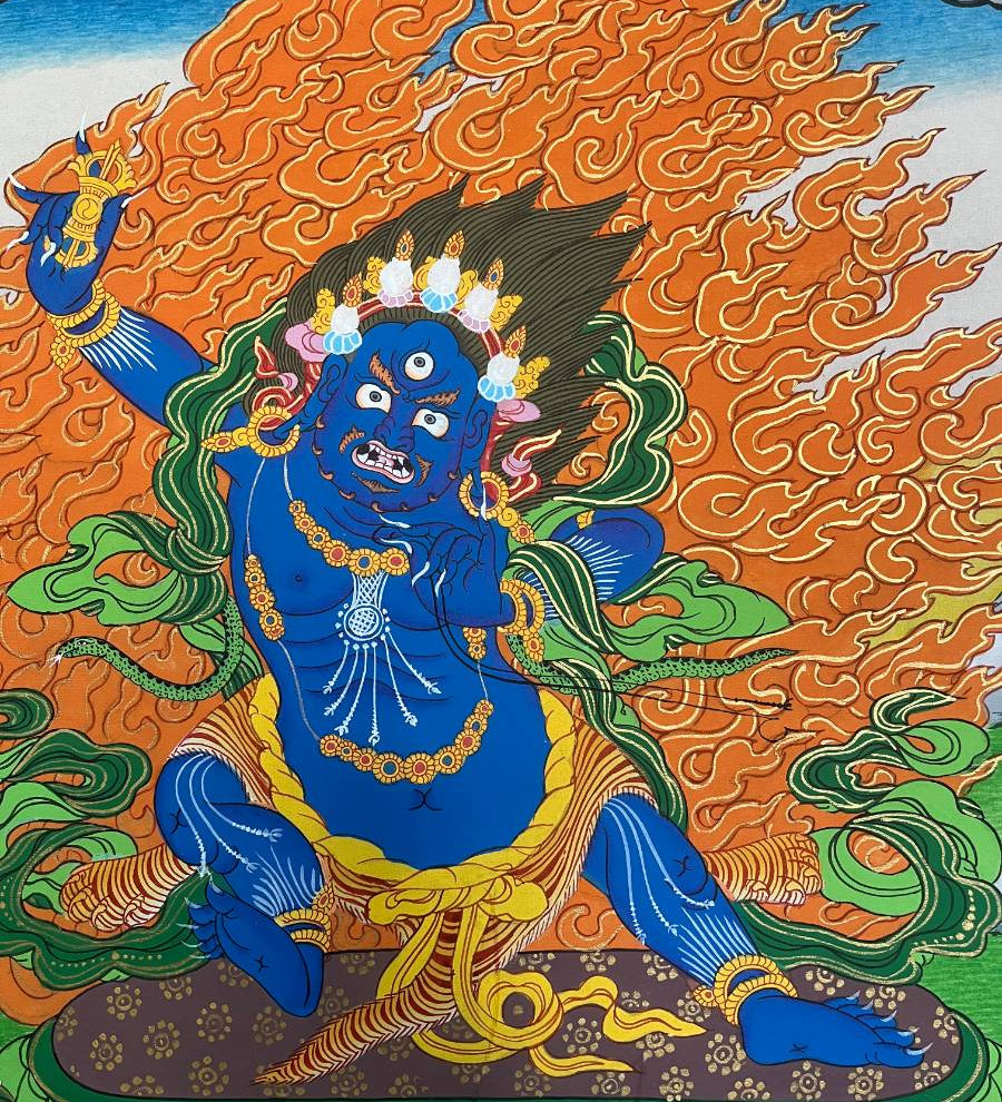 Vajrapani Thangka Painting - Wrathful deity.