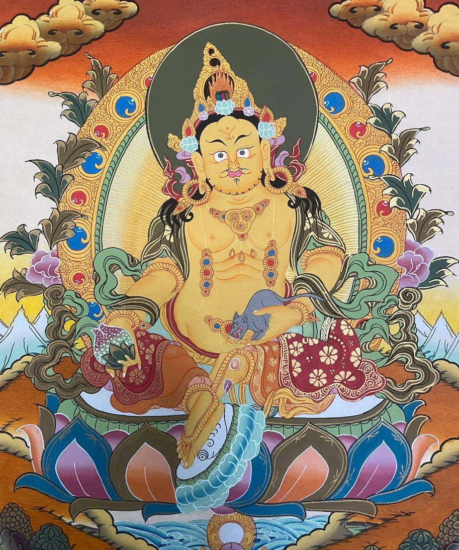 Yellow Zambala Thangka Painting - wealth deity painting