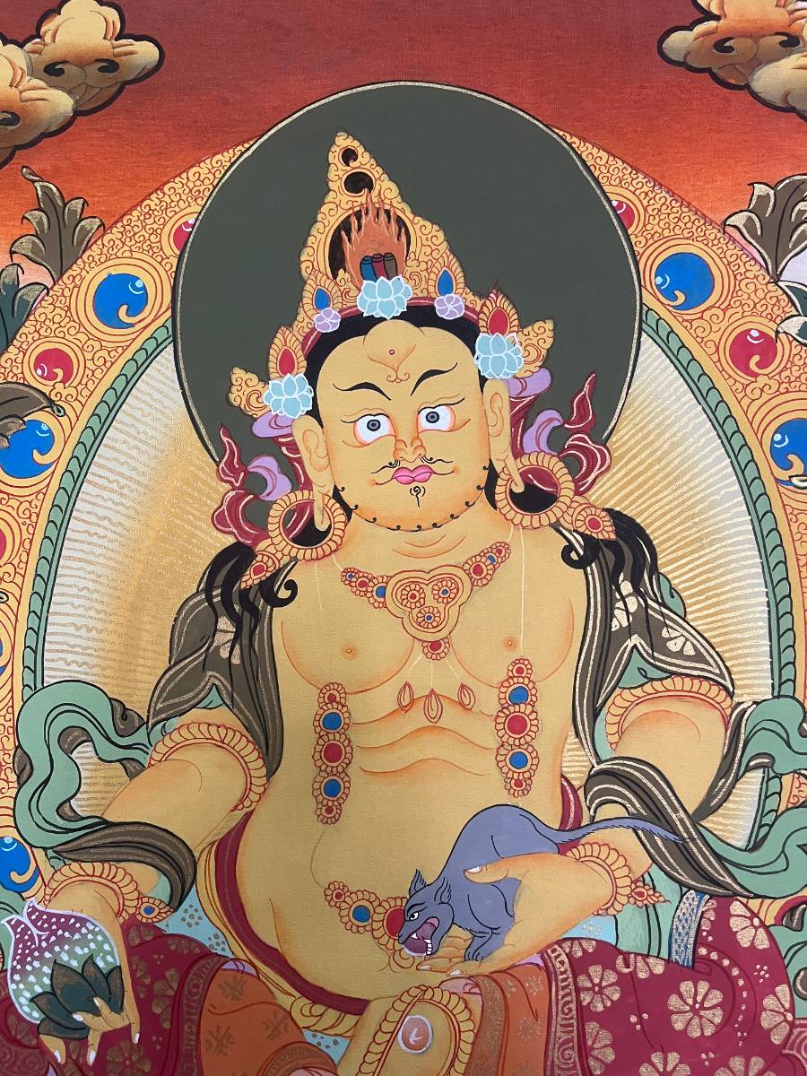 Yellow Zambala Thangka Painting - wealth deity painting