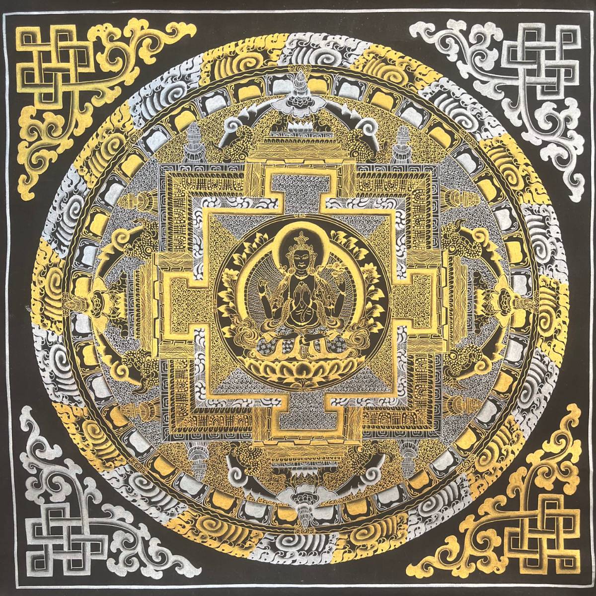 Chengresi Deity Kalachakra Mandala Thangka for prayer and meditation.