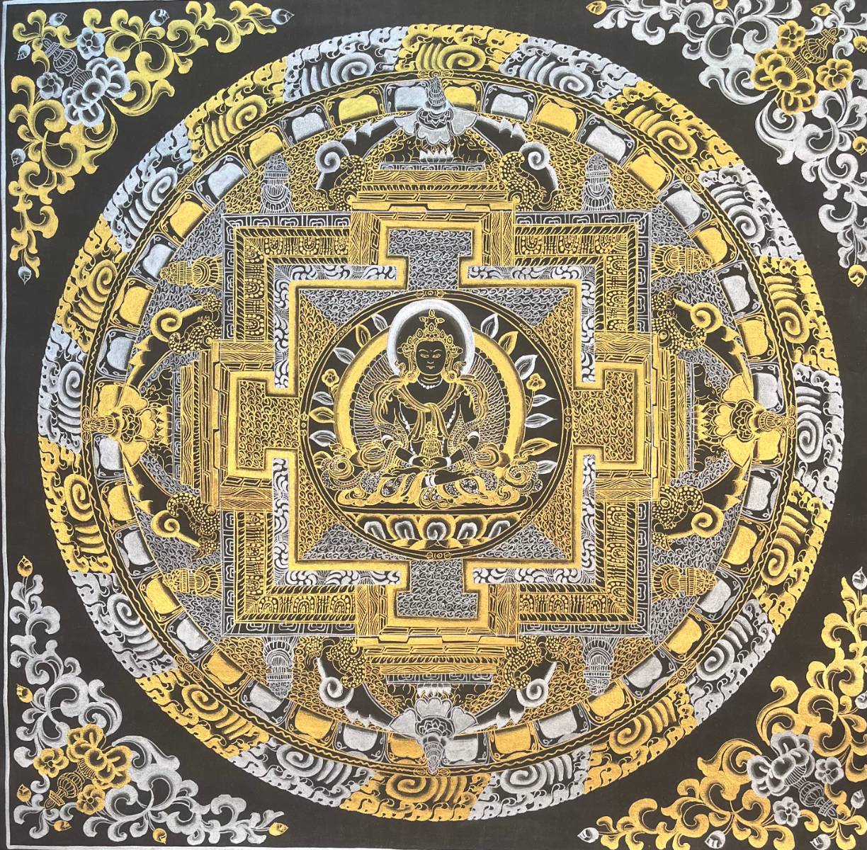 Amitayus Kalachakra Mandala Thangka for prayer and meditation.