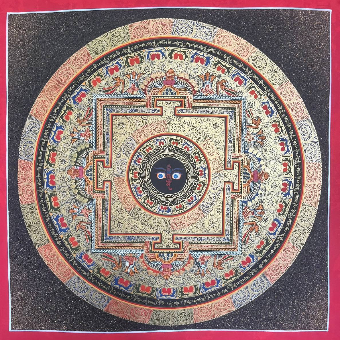 Mandala Thangka Painting with Eye Of Zambala for wall hanging decor.