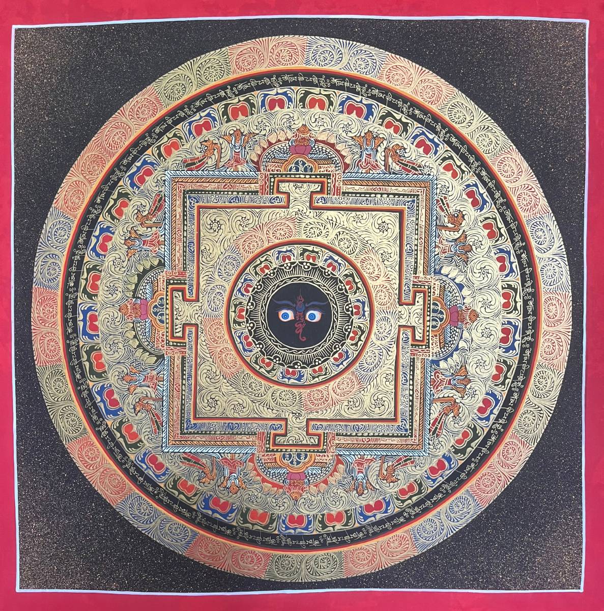 Mandala Thangka Painting with Eye Of Zambala for wall hanging decor.