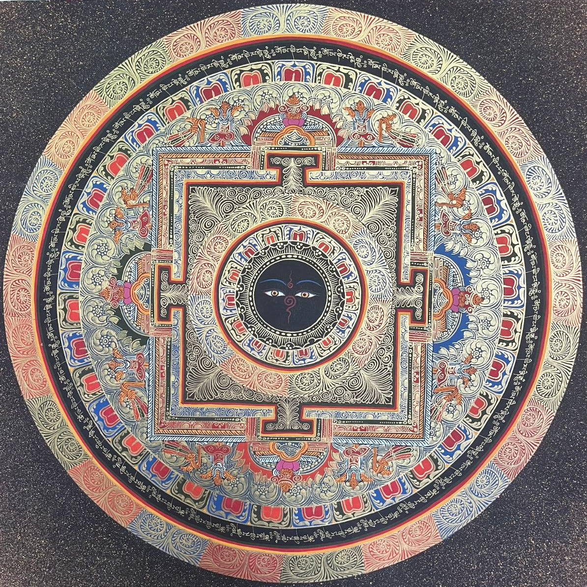 Round Mandala Thangka - Sacred Painting 