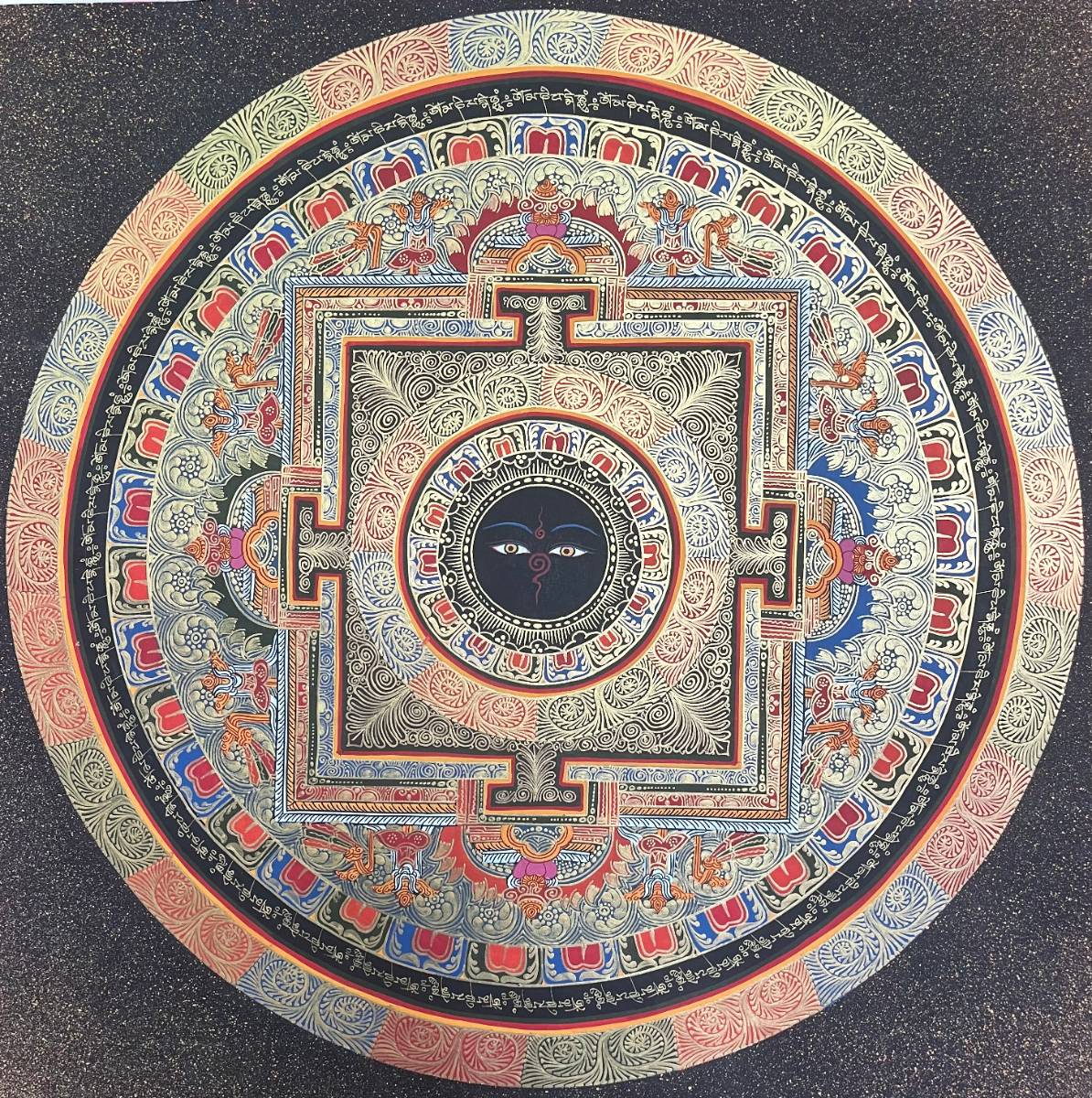 Round Mandala Thangka - Sacred Painting 