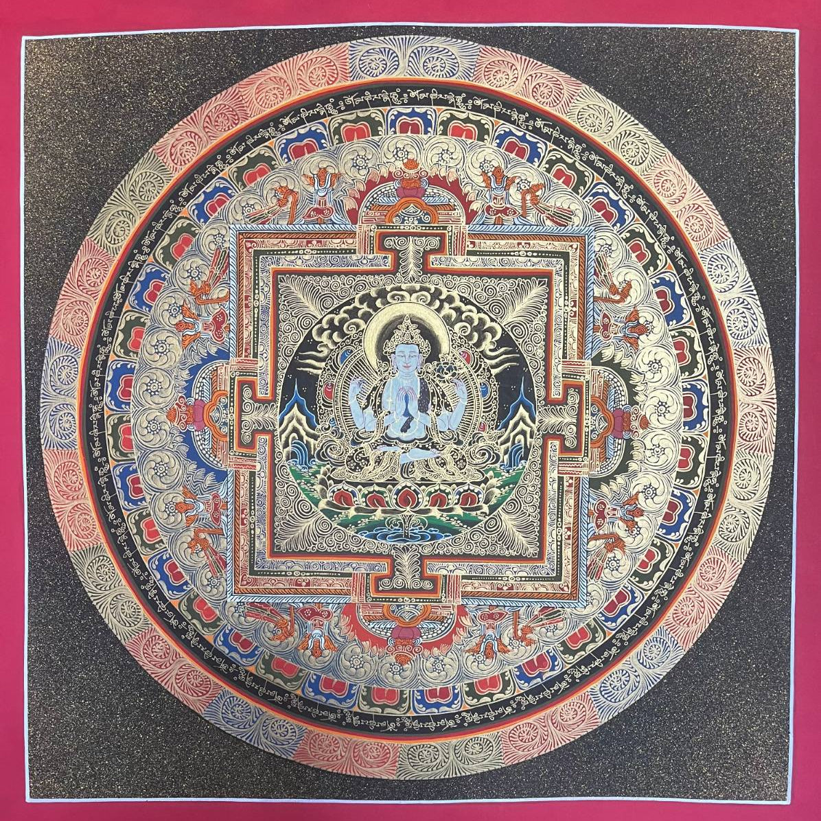 Deity Round Mandala Thangka for wall hanging decor.