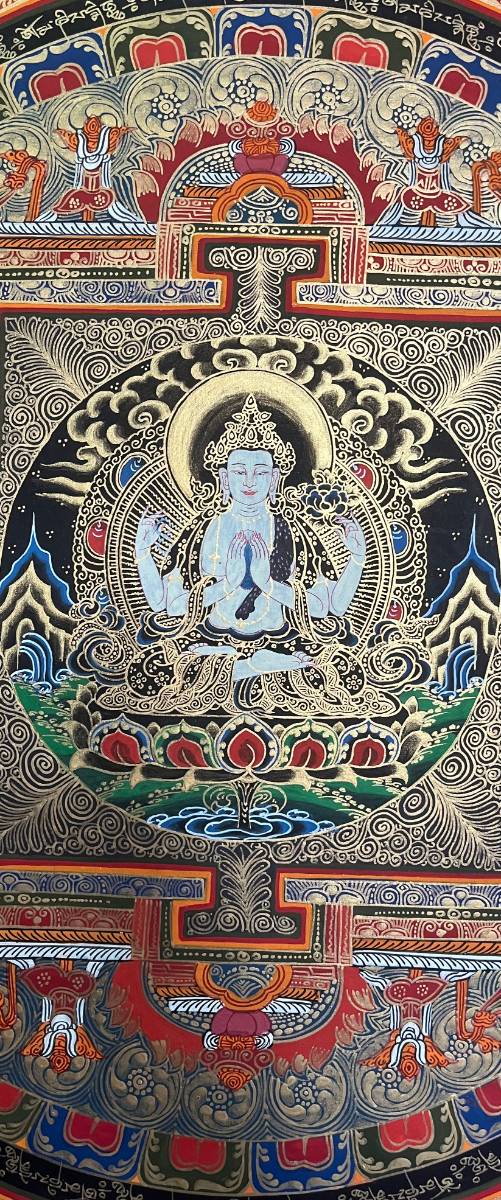 Deity Round Mandala Thangka for wall hanging decor.