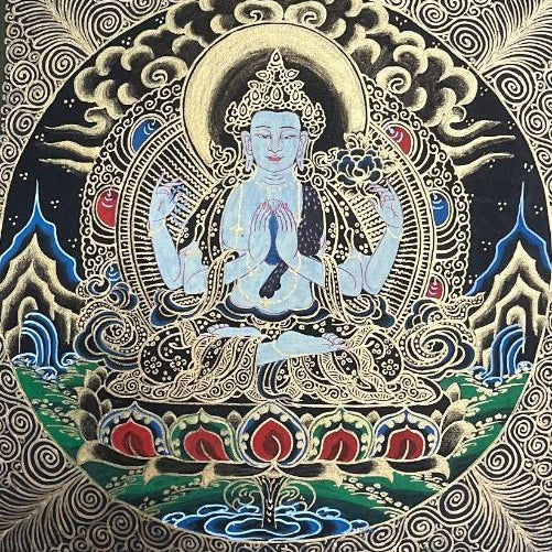 Deity Round Mandala Thangka for wall hanging decor.