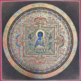 Medicine Buddha Round Mandala Thangka  - Tibetan Art