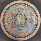 Manjushri Round Mandala Thangka for wall hanging decor.