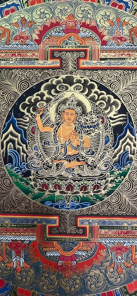 Deity Round Mandala Thangka for wall hanging decor.