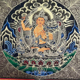 Deity Round Mandala Thangka for wall hanging decor.