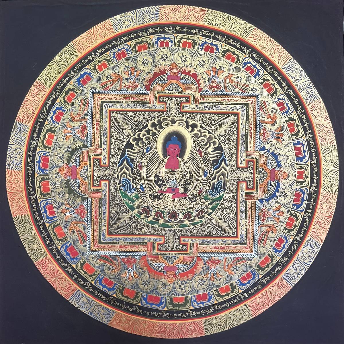 Amitabha Round Mandala Thangka  - Tibetan 