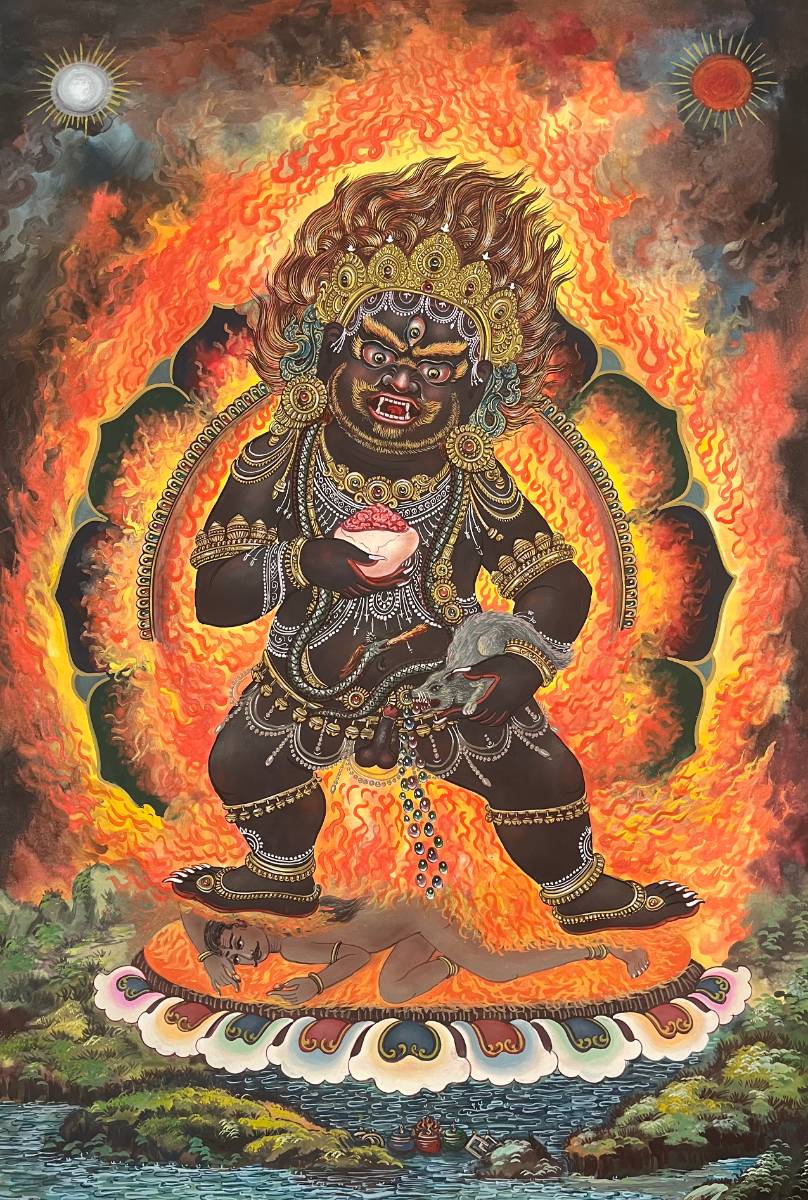 Newari Black Zambala Thangka