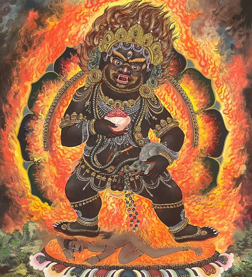 Newari Black Zambala Thangka