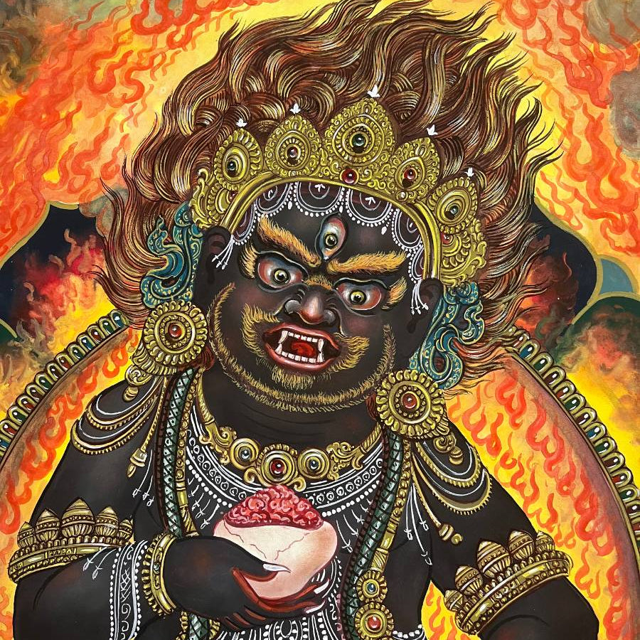 Newari Black Zambala Thangka