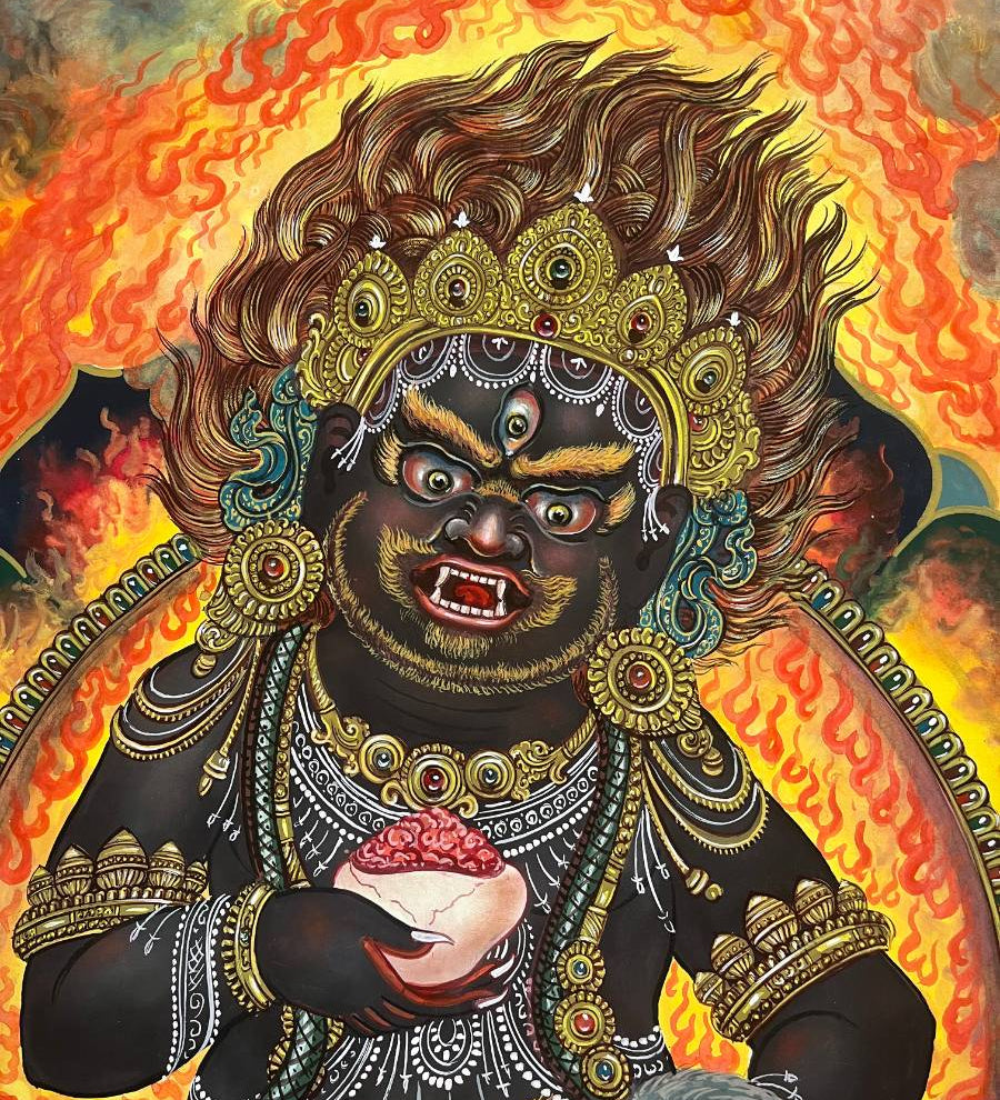 Newari Black Zambala Thangka