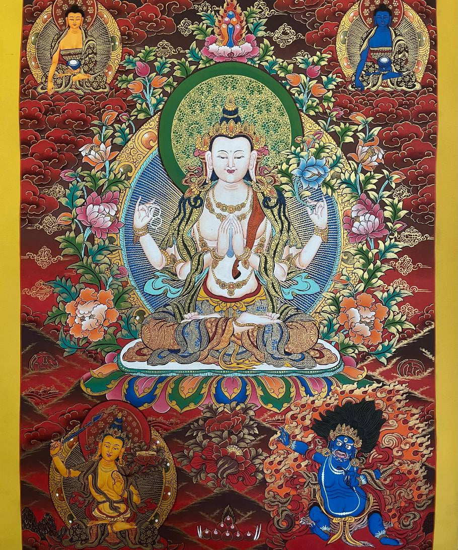 Chengresi Thangka Painting- Three set Bodhisattvas