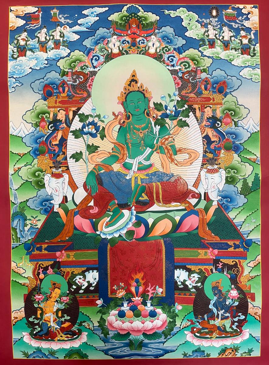 Green Tara  Collection piece Thangka - Handpainted Art