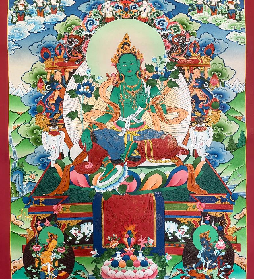 Green Tara  Collection piece Thangka - Handpainted Art