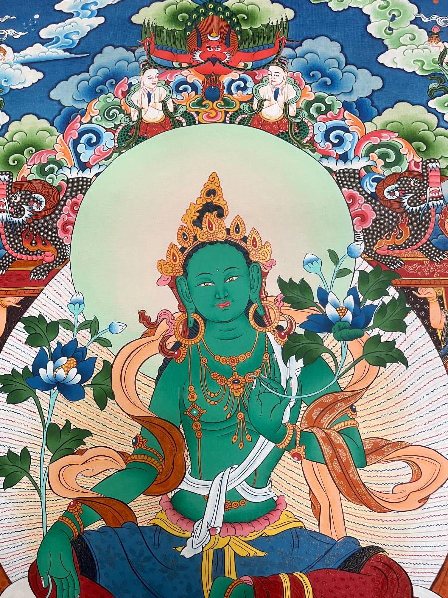 Green Tara Thangka - Handpainted Art