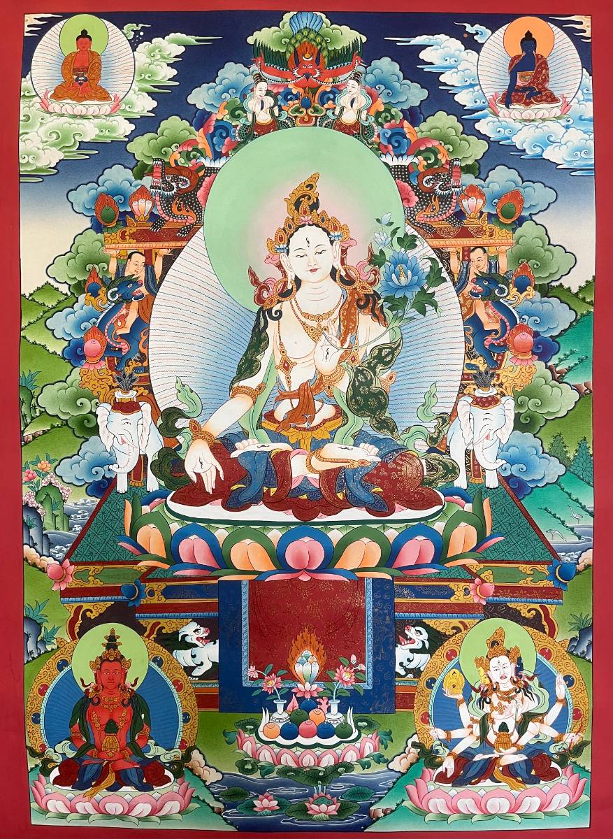 White Tara Thangka - Handpainted Art