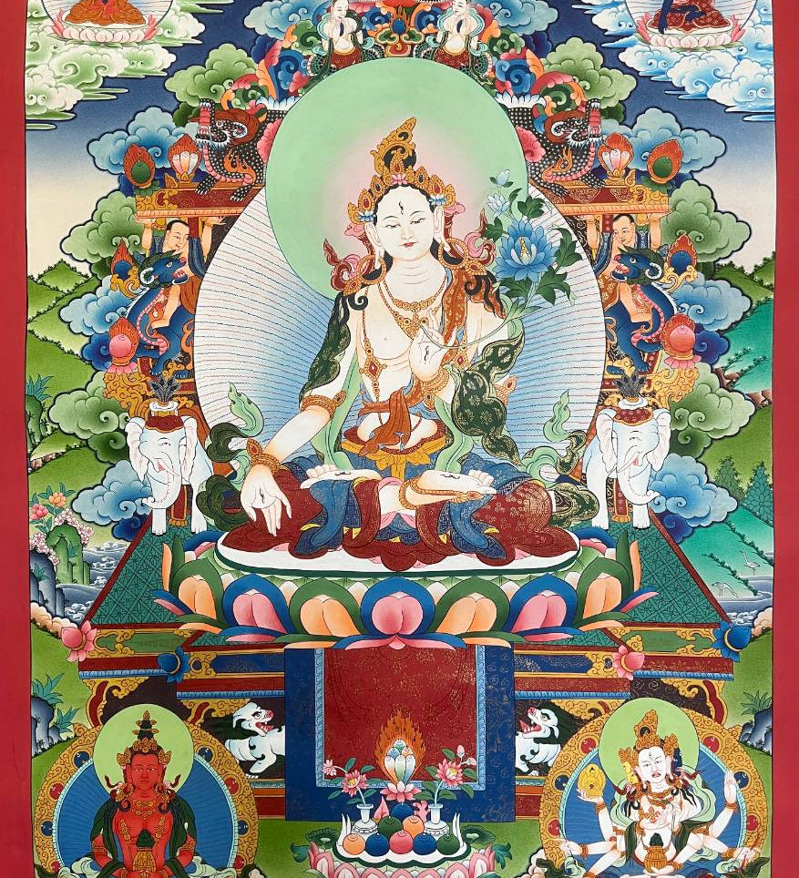 White Tara Thangka - Handpainted Art