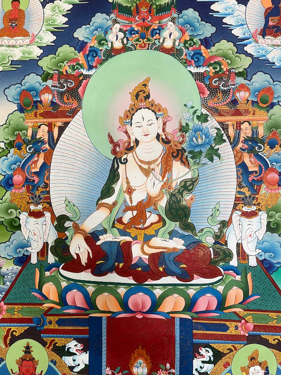 White Tara Thangka - Handpainted Art