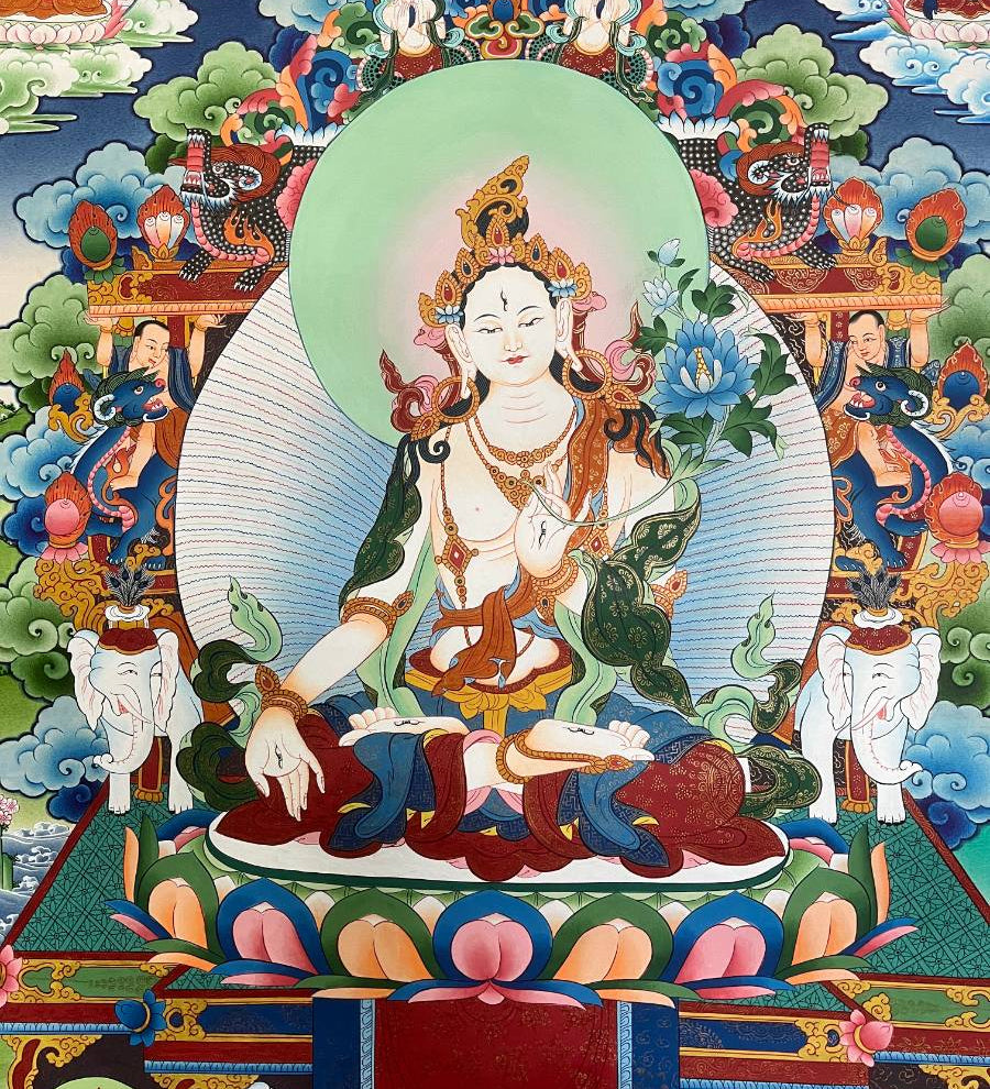 White Tara Thangka - Handpainted Art