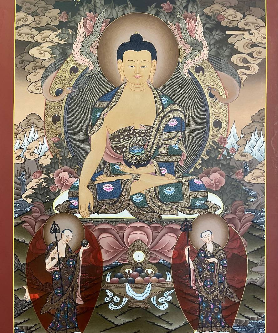 Shakyamuni Buddha Thangka for wall hanging decor.