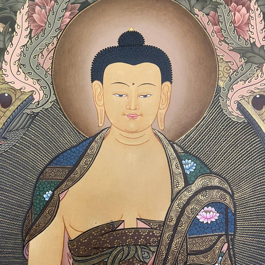 Shakyamuni Buddha Thangka for wall hanging decor.