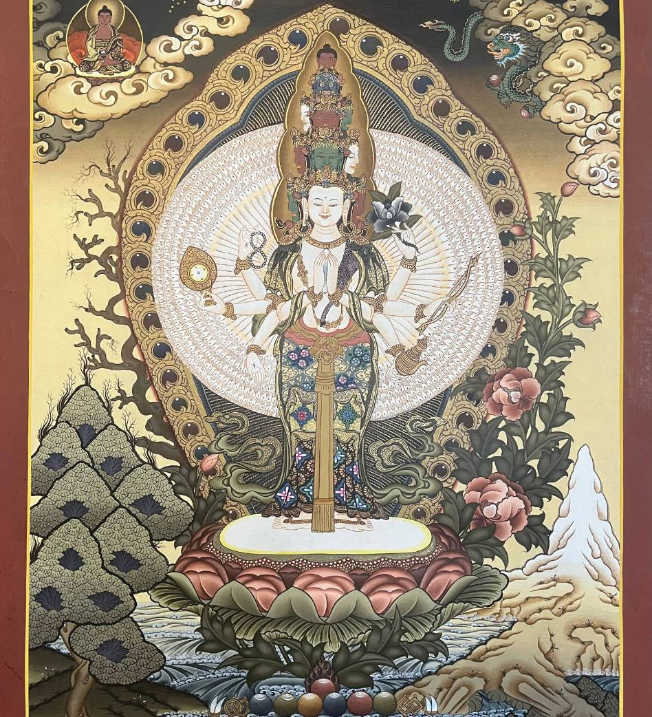 Avalokeshwor Thangka Painting-1000 Arms Avalokeshor