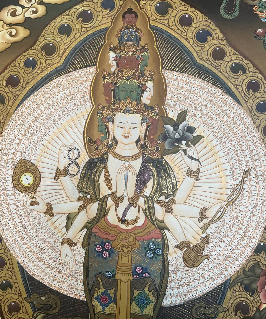 Avalokeshwor Thangka Painting-1000 Arms Avalokeshor