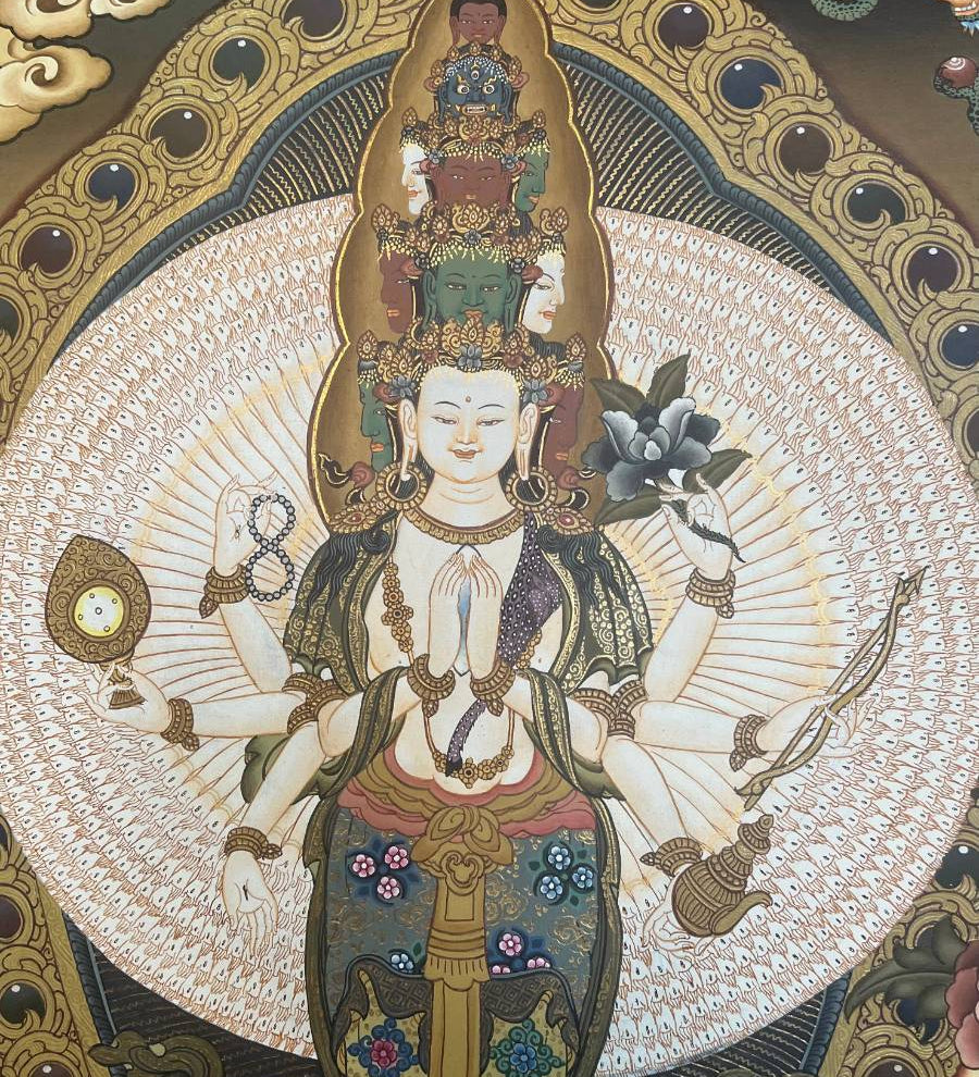 Avalokeshwor Thangka Painting-1000 Arms Avalokeshor