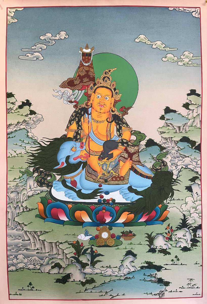 Zambala Thangka Painting - Wealth deity