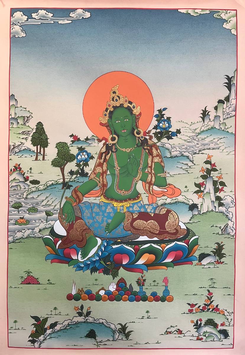 Green Tara Thangka - Sacred Tbetan Painting