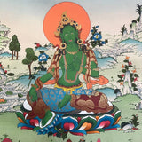 Green Tara Thangka - Sacred Tbetan Painting