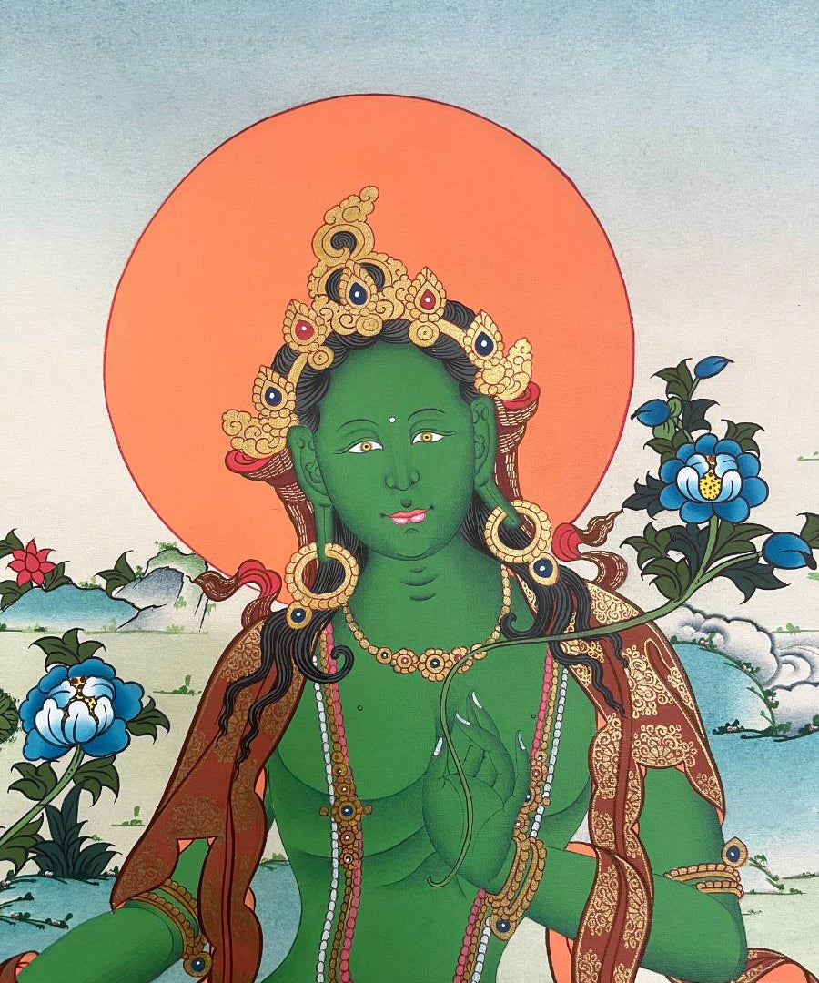 Green Tara Thangka - Sacred Tbetan Painting