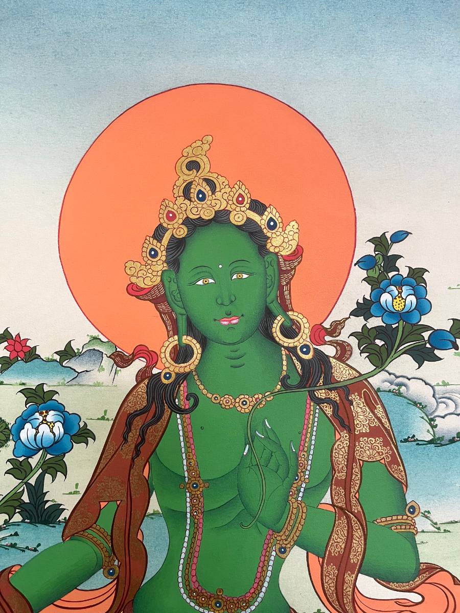 Green Tara Thangka - Sacred Tbetan Painting