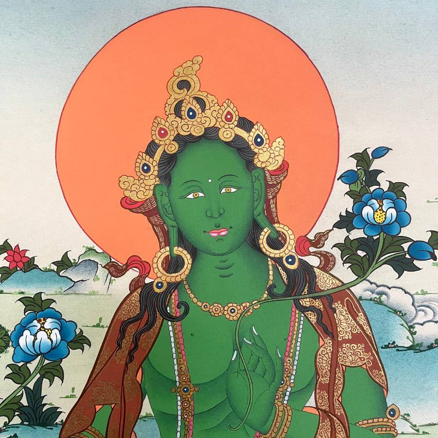 Green Tara Thangka - Sacred Tbetan Painting